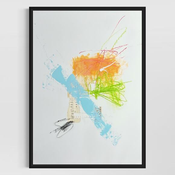 Original Mixed Media Abstract Art Painting 18x24 “Aquarium